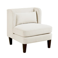 Feya Accent Chair w Lumbar Pillow, Channeled Beige Corduroy, Brown Legs - BM346665