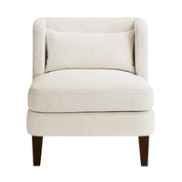 Feya Accent Chair w Lumbar Pillow, Channeled Beige Corduroy, Brown Legs - BM346665