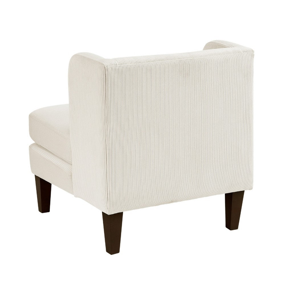 Feya Accent Chair w Lumbar Pillow, Channeled Beige Corduroy, Brown Legs - BM346665