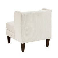 Feya Accent Chair w Lumbar Pillow, Channeled Beige Corduroy, Brown Legs - BM346665