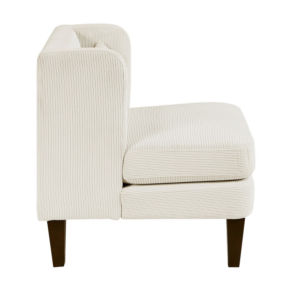 Feya Accent Chair w Lumbar Pillow, Channeled Beige Corduroy, Brown Legs - BM346665