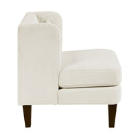 Feya Accent Chair w Lumbar Pillow, Channeled Beige Corduroy, Brown Legs - BM346665