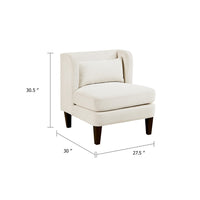 Feya Accent Chair w Lumbar Pillow, Channeled Beige Corduroy, Brown Legs - BM346665