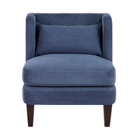 Feya Accent Chair w Lumbar Pillow, Channeled Blue Corduroy, Brown Legs - BM346666