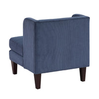 Feya Accent Chair w Lumbar Pillow, Channeled Blue Corduroy, Brown Legs - BM346666