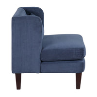 Feya Accent Chair w Lumbar Pillow, Channeled Blue Corduroy, Brown Legs - BM346666