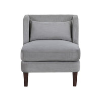 Feya Accent Chair w Pillow, Channeled Dark Gray Corduroy, Brown Legs - BM346667