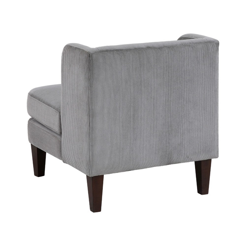 Feya Accent Chair w Pillow, Channeled Dark Gray Corduroy, Brown Legs - BM346667