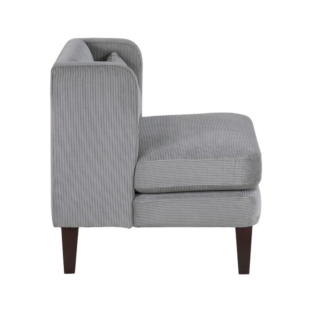 Feya Accent Chair w Pillow, Channeled Dark Gray Corduroy, Brown Legs - BM346667