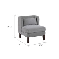 Feya Accent Chair w Pillow, Channeled Dark Gray Corduroy, Brown Legs - BM346667