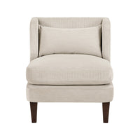 Feya Accent Chair w Pillow, Channeled Taupe Brown Corduroy, Brown Legs - BM346668