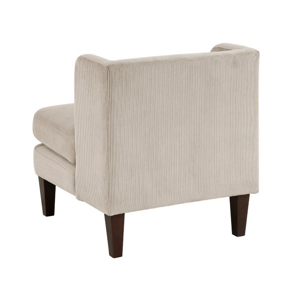 Feya Accent Chair w Pillow, Channeled Taupe Brown Corduroy, Brown Legs - BM346668