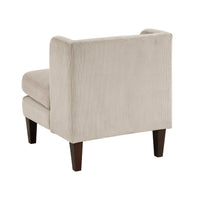 Feya Accent Chair w Pillow, Channeled Taupe Brown Corduroy, Brown Legs - BM346668