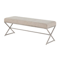 Welo Dining Bench, Taupe Chenille, X Champagne Gray Iron Base, 48 Inch - BM346669