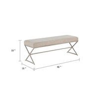 Welo Dining Bench, Taupe Chenille, X Champagne Gray Iron Base, 48 Inch - BM346669