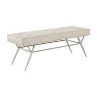 Wen Dining Bench, Beige Polyester, Champagne Gray Angled Base, 48 Inch - BM346670