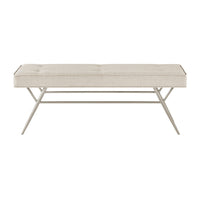 Wen Dining Bench, Beige Polyester, Champagne Gray Angled Base, 48 Inch - BM346670