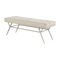 Wen Dining Bench, Beige Polyester, Champagne Gray Angled Base, 48 Inch - BM346670
