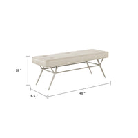 Wen Dining Bench, Beige Polyester, Champagne Gray Angled Base, 48 Inch - BM346670
