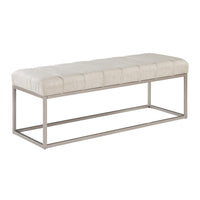 Mei Bench, Channel Tufted Beige Upholstery, 48 Inch Champagne Gray - BM346671