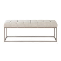 Mei Bench, Channel Tufted Beige Upholstery, 48 Inch Champagne Gray - BM346671