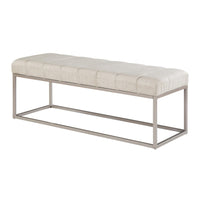Mei Bench, Channel Tufted Beige Upholstery, 48 Inch Champagne Gray - BM346671