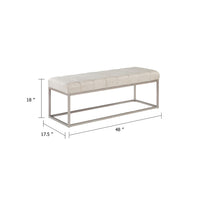 Mei Bench, Channel Tufted Beige Upholstery, 48 Inch Champagne Gray - BM346671