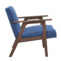 Cathy Accent Chair, Blue Polyester Cushions, Walnut Brown Rubberwood - BM346675