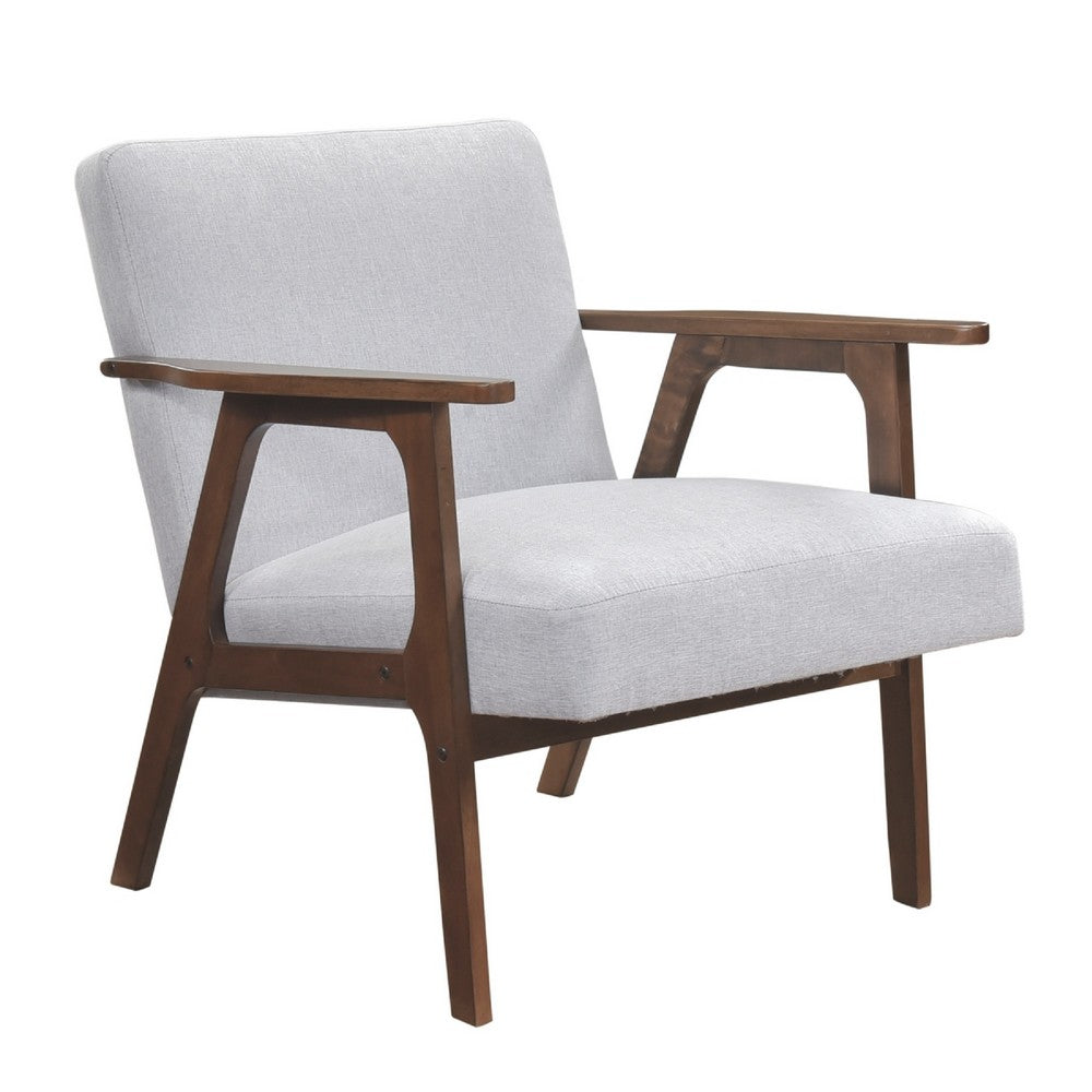 Cathy Accent Chair, Gray Polyester Cushions, Walnut Brown Rubberwood - BM346676