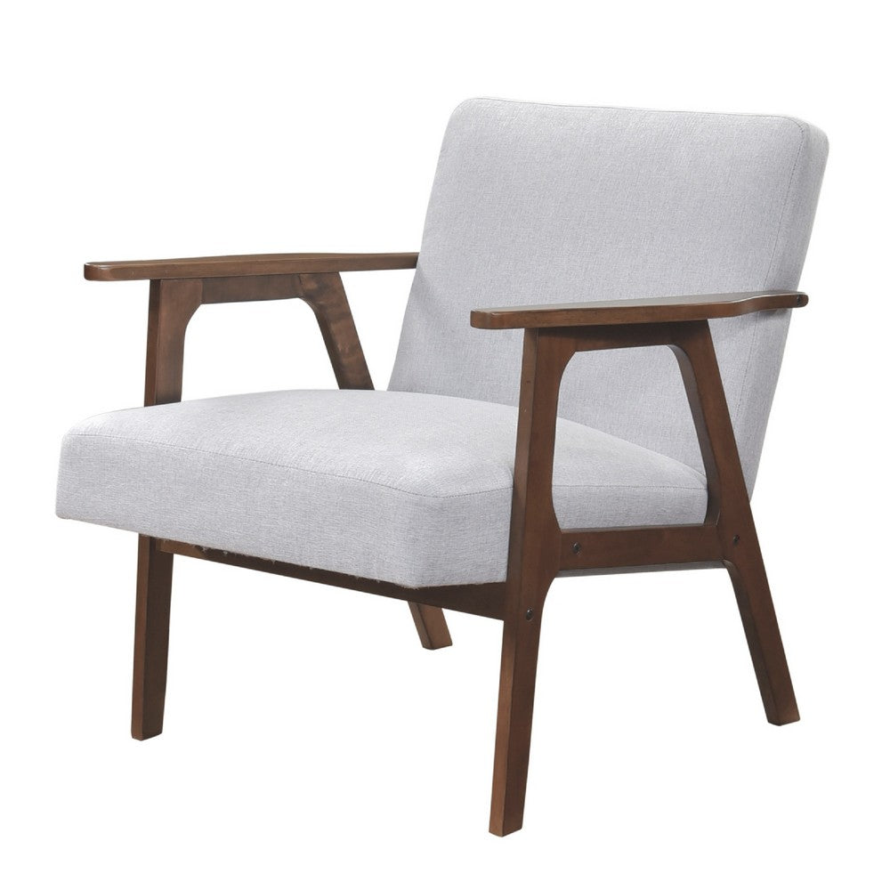 Cathy Accent Chair, Gray Polyester Cushions, Walnut Brown Rubberwood - BM346676