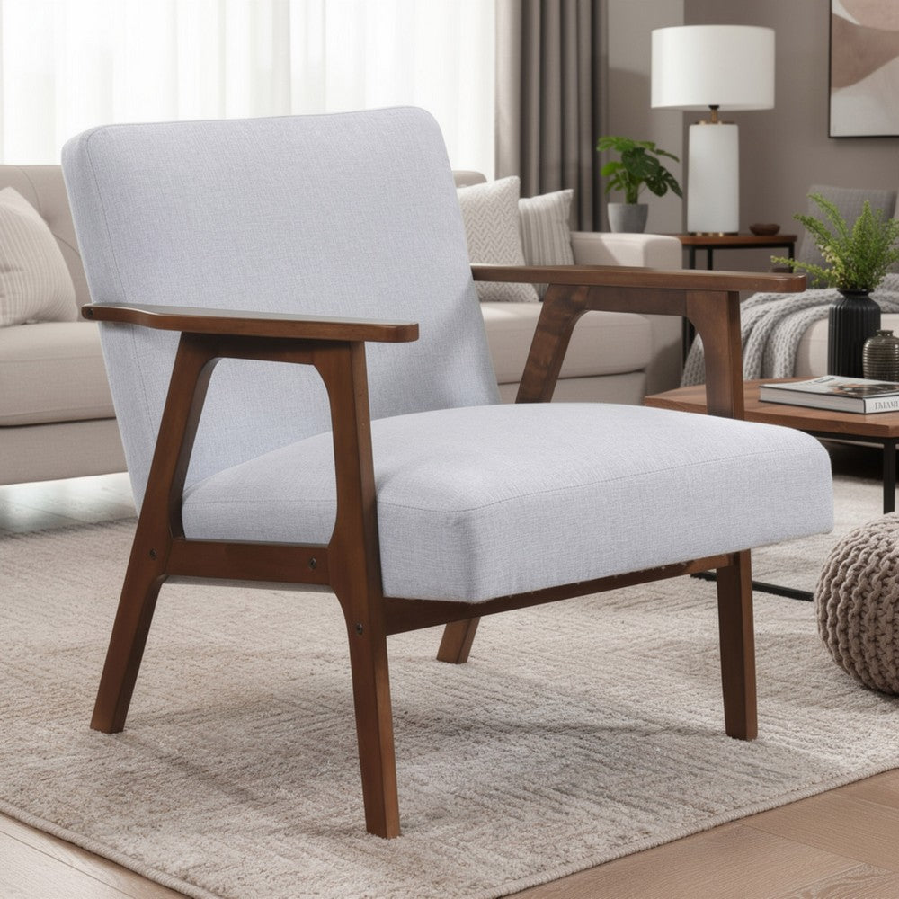 Cathy Accent Chair, Gray Polyester Cushions, Walnut Brown Rubberwood - BM346676