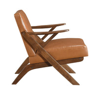 Gya Accent Chair, Faux Leather Upholstery, Walnut Brown Rubberwood - BM346677