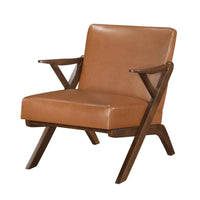 Gya Accent Chair, Faux Leather Upholstery, Walnut Brown Rubberwood - BM346677