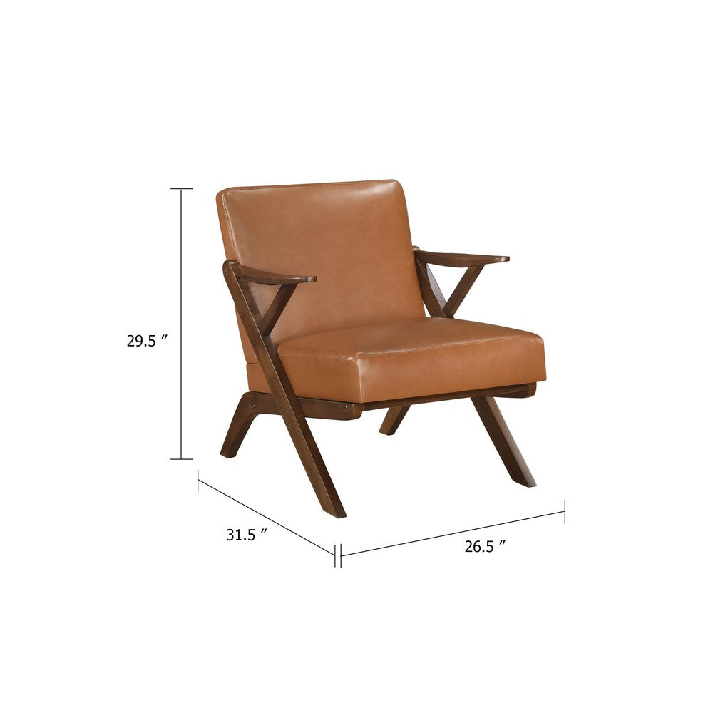 Gya Accent Chair, Faux Leather Upholstery, Walnut Brown Rubberwood - BM346677