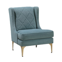 Svy Wingback Accent Chair, Blue Chenille Cushion, Gold Metal Legs - BM346681