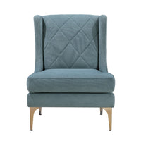 Svy Wingback Accent Chair, Blue Chenille Cushion, Gold Metal Legs - BM346681