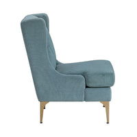 Svy Wingback Accent Chair, Blue Chenille Cushion, Gold Metal Legs - BM346681