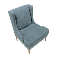 Svy Wingback Accent Chair, Blue Chenille Cushion, Gold Metal Legs - BM346681