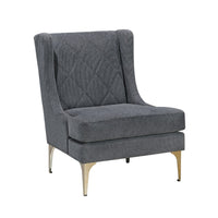 Svy Wingback Accent Chair, Dark Gray Chenille Cushion, Gold Metal Legs - BM346682