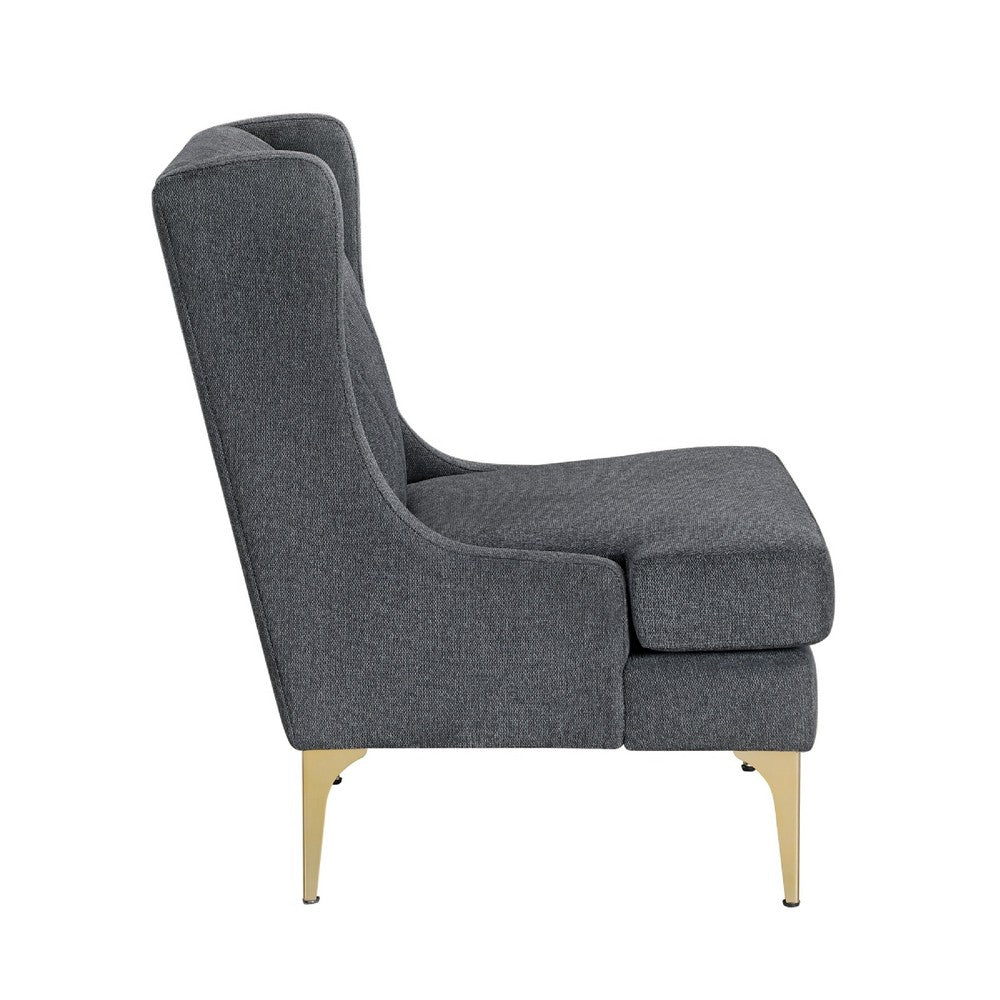 Svy Wingback Accent Chair, Dark Gray Chenille Cushion, Gold Metal Legs - BM346682