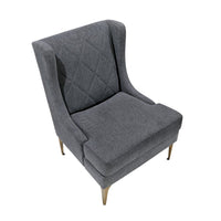 Svy Wingback Accent Chair, Dark Gray Chenille Cushion, Gold Metal Legs - BM346682