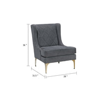 Svy Wingback Accent Chair, Dark Gray Chenille Cushion, Gold Metal Legs - BM346682