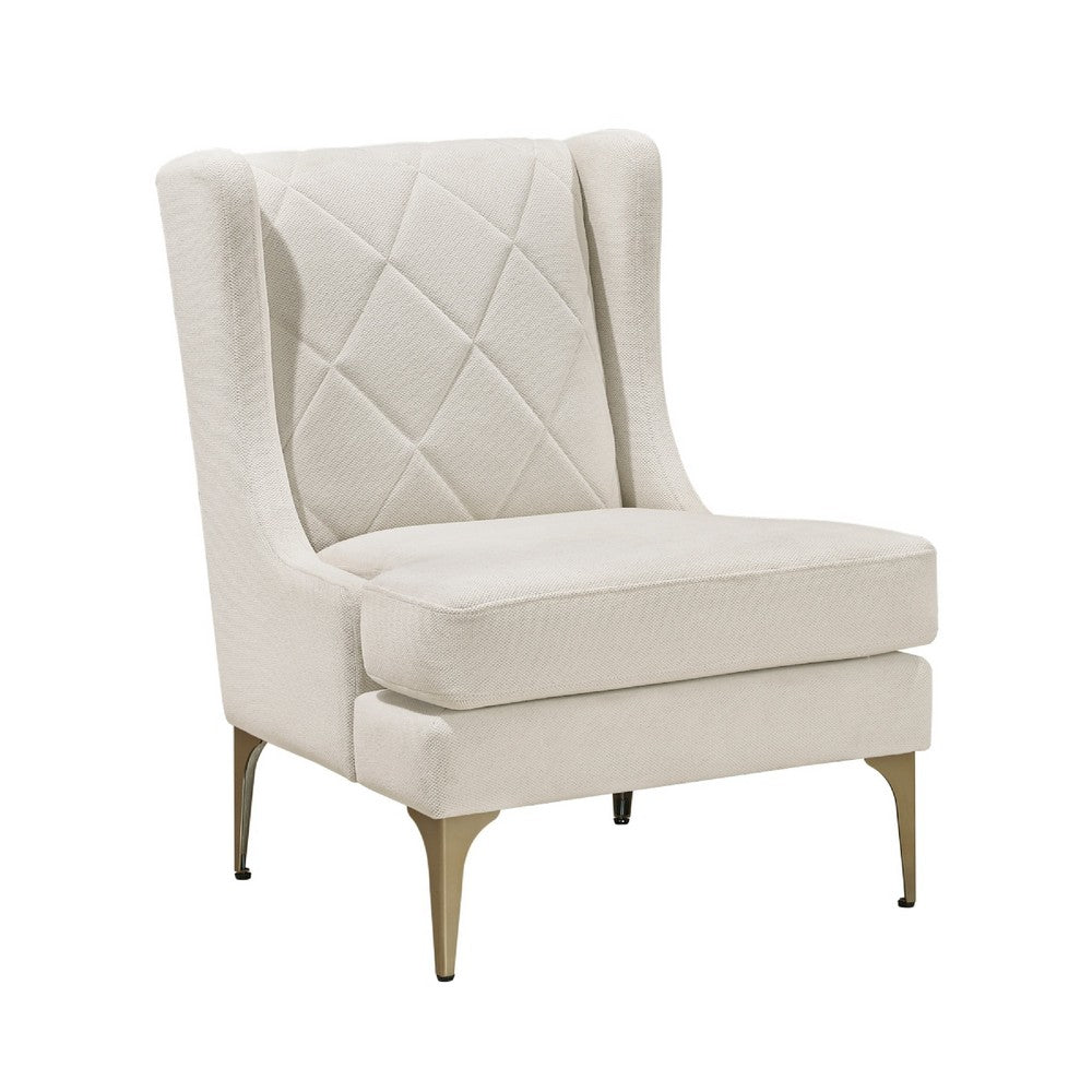 Svy Wingback Accent Chair, Taupe Chenille Cushion, Gold Metal Legs - BM346683