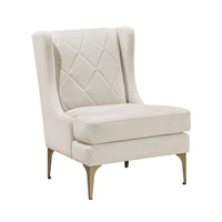 Svy Wingback Accent Chair, Taupe Chenille Cushion, Gold Metal Legs - BM346683