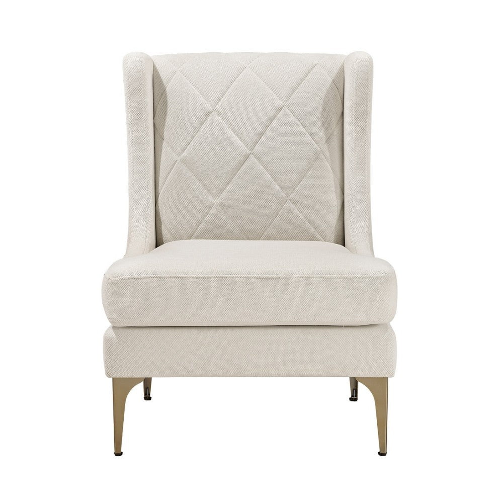 Svy Wingback Accent Chair, Taupe Chenille Cushion, Gold Metal Legs - BM346683
