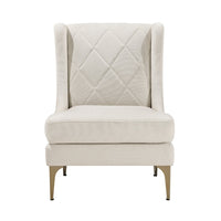Svy Wingback Accent Chair, Taupe Chenille Cushion, Gold Metal Legs - BM346683