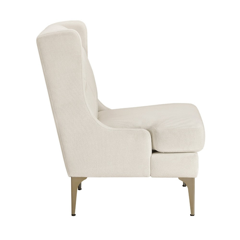 Svy Wingback Accent Chair, Taupe Chenille Cushion, Gold Metal Legs - BM346683