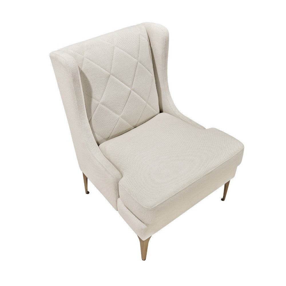 Svy Wingback Accent Chair, Taupe Chenille Cushion, Gold Metal Legs - BM346683