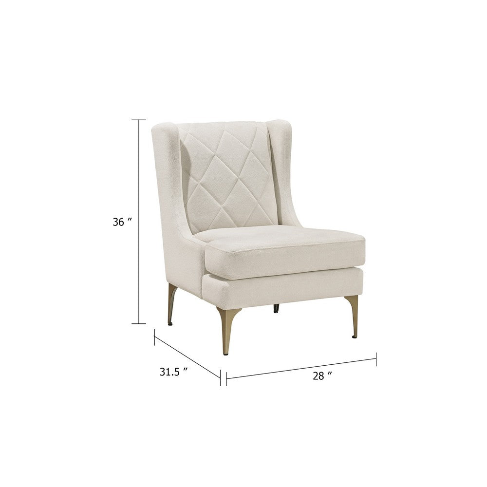 Svy Wingback Accent Chair, Taupe Chenille Cushion, Gold Metal Legs - BM346683