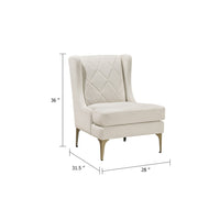 Svy Wingback Accent Chair, Taupe Chenille Cushion, Gold Metal Legs - BM346683